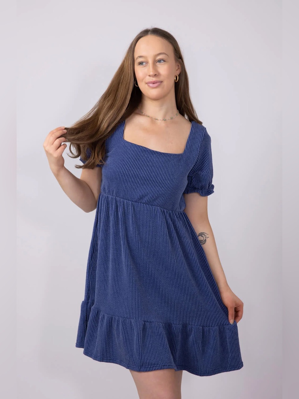 Simply Southern Blue Textured Mini Dress